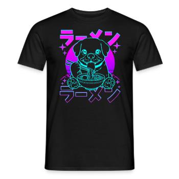 Rétro Kawaii Ramen Chien Rottweiler - T-shirt homme - noir - Devant - AI Model Male 178 light (178cm)