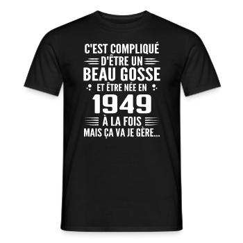 Forever Handsome 1949 Birthday Gift 1949 - Men's T-Shirt - black - Front - AI Model Male 178 light (178cm)