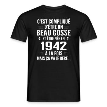 Forever Handsome 1942 Birthday Gift 1942 - Men's T-Shirt - black - Front - AI Model Male 178 light (178cm)
