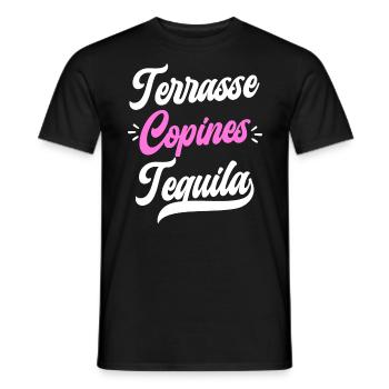 Soirée Femme Terrasse Copines Tequila - T-shirt homme - noir - Devant - AI Model Male 178 light (178cm)