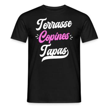 Soirée Femme Terrasse Copines Tapas - T-shirt homme - noir - Devant - AI Model Male 178 light (178cm)