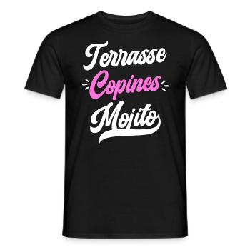 Soirée Femme Terrasse Copines Mojito - T-shirt homme - noir - Devant - AI Model Male 178 light (178cm)