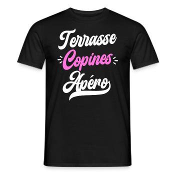 Soirée Amie Femme Terrasse Copines Apéro - T-shirt homme - noir - Devant - AI Model Male 178 light (178cm)