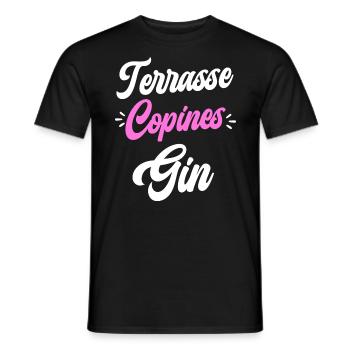 Soirée Amie Femme Terrasse Copines Gin - T-shirt homme - noir - Devant - AI Model Male 178 light (178cm)