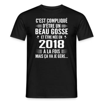 Toujours Beau Gosse 2018 Birthday Gift 2018 - Men's T-Shirt - black - Front - AI Model Male 178 light (178cm)