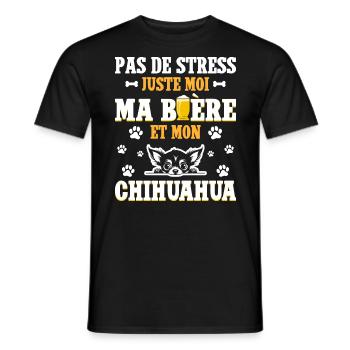 Humour Apéro Bière Papa Chien Chihuahua - T-shirt homme - noir - Devant - AI Model Male 178 light (178cm)
