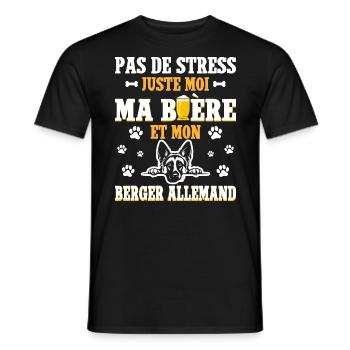 Humour Bière Papa Chien Berger Allemand - T-shirt homme - noir - Devant - AI Model Male 178 light (178cm)