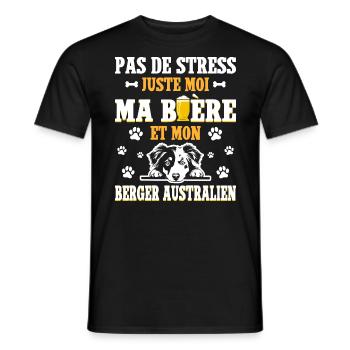 Bière Papa Chien Berger Australien - T-shirt homme - noir - Devant - AI Model Male 178 light (178cm)
