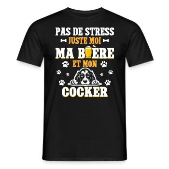 Humour Apéro Bière Papa Chien Cocker - T-shirt homme - noir - Devant - AI Model Male 178 light (178cm)