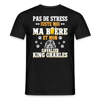 Bière Papa Chien Cavalier King Charles - T-shirt homme - noir - Devant - AI Model Male 178 light (178cm)