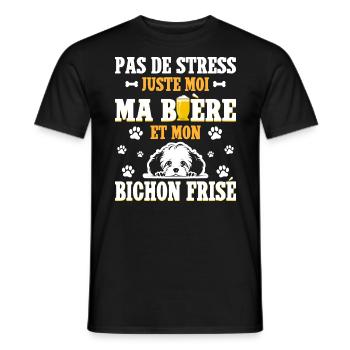 Humour Bière Papa Chien Bichon Frisé - T-shirt homme - noir - Devant - AI Model Male 178 light (178cm)