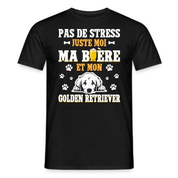 Bière Papa Chien Golden Retriever - T-shirt homme - noir - Devant - AI Model Male 178 light (178cm)