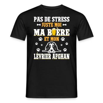 Humour Bière Papa Chien Lévrier Afghan - T-shirt homme - noir - Devant - AI Model Male 178 light (178cm)