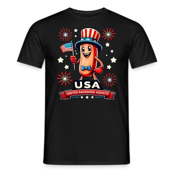 Hotdog Amérique Indépendance 4 Juillet - T-shirt homme - noir - Devant - AI Model Male 178 light (178cm)