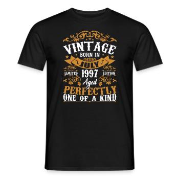 Né en juillet 1997 Cadeau Anniversair juillet 1997 - T-shirt homme - noir - Devant - AI Model Male 178 light (178cm)