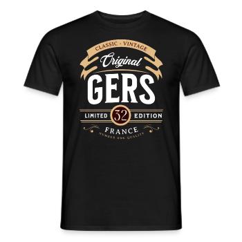Vintage Gers Département France - T-shirt homme - noir - Devant - AI Model Male 178 light (178cm)
