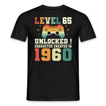 Level 65 Anniversary Gamer 65 Years - Men's T-Shirt - black - Front - AI Model Male 178 light (178cm)