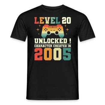 Level 20 Anniversary Gamer 20 Years - Men's T-Shirt - black - Front - AI Model Male 178 light (178cm)