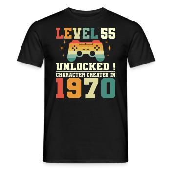 Level 55 Anniversary Gamer 55 Years - Men's T-Shirt - black - Front - AI Model Male 178 light (178cm)
