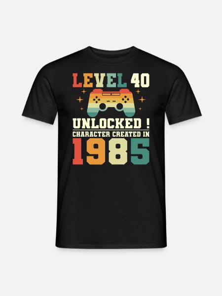 Niveau 40 jubilæum gamer 40 år - Mænd T-shirt - sort