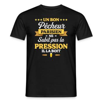 Pêcheur Parisien Paris Humour Pêche - T-shirt homme - noir - Devant - AI Model Male 178 light (178cm)