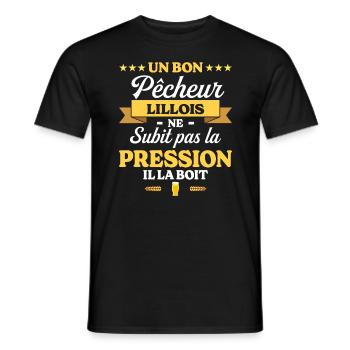 Pêcheur Lillois Lille Humour Pêche - T-shirt homme - noir - Devant - AI Model Male 178 light (178cm)