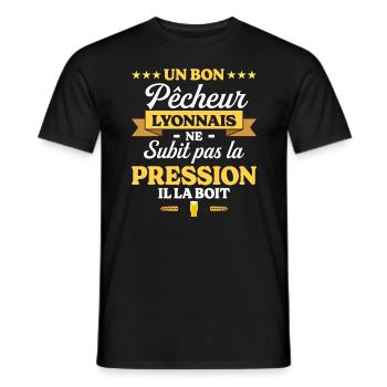 Pêcheur Lyonnais Lyon Humour Pêche - T-shirt homme - noir - Devant - AI Model Male 178 light (178cm)