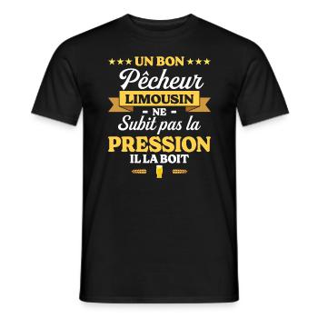 Pêcheur Limousin Humour Pêche - T-shirt homme - noir - Devant - AI Model Male 178 light (178cm)