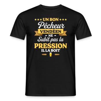 Pêcheur Vendéen Vendée Humour Pêche - T-shirt homme - noir - Devant - AI Model Male 178 light (178cm)