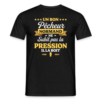 Pêcheur Normand Normandie Humour Pêche - T-shirt homme - noir - Devant - AI Model Male 178 light (178cm)