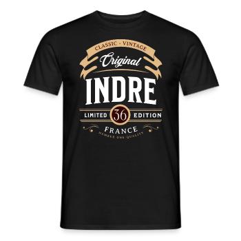 Vintage Indre Département France - T-shirt homme - noir - Devant - AI Model Male 178 light (178cm)