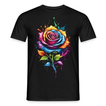Blume - Regenbogen Rosa - Männer T-Shirt - Schwarz - Vorne - AI Model Male 178 light (178cm)