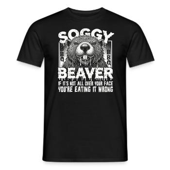Beaver bbq funny soggy beaver bbq sarcastic adult - Men's T-Shirt - black - Front - AI Model Male 178 light (178cm)