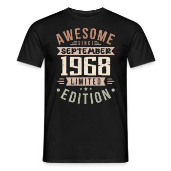 1968 September Birthday Born September 1968 - Men's T-Shirt - black - Front - AI Model Male 178 light (178cm)