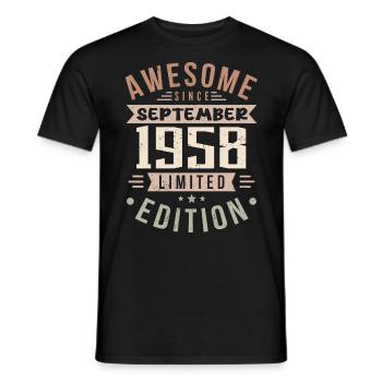 1958 September Birthday Born September 1958 - Men's T-Shirt - black - Front - AI Model Male 178 light (178cm)