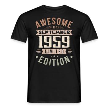 1959 Septembre Anniversaire Né en septembre 1959 - T-shirt homme - noir - Devant - AI Model Male 178 light (178cm)