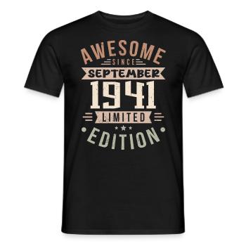 1941 Septembre Anniversaire Né en septembre 1941 - T-shirt homme - noir - Devant - AI Model Male 178 light (178cm)