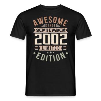 2002 Septembre Anniversaire Né Septembre 2002 - T-shirt homme - noir - Devant - AI Model Male 178 light (178cm)