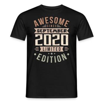 2020 Septembre Anniversaire Né Septembre 2020 - T-shirt homme - noir - Devant - AI Model Male 178 light (178cm)