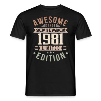 1981 September Birthday Born September 1981 - Men's T-Shirt - black - Front - AI Model Male 178 light (178cm)