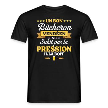 Bûcheron Vendéen Vendée Humour Bûcheron - T-shirt homme - noir - Devant - AI Model Male 178 light (178cm)