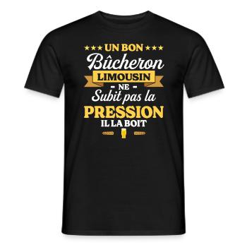 Bûcheron Limousin Humour Bûcheron - T-shirt homme - noir - Devant - AI Model Male 178 light (178cm)
