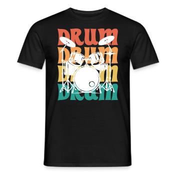 Vintage Drums Musician Drummer - Men's T-Shirt - black - Front - AI Model Male 178 light (178cm)