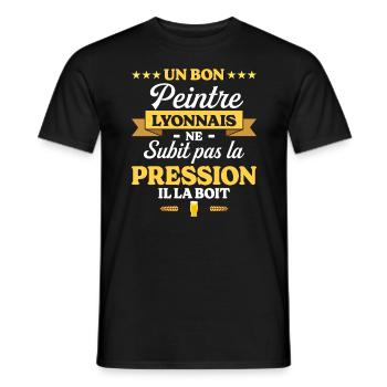 Peintre Lyonnais Lyon Humour Peintre - T-shirt homme - noir - Devant - AI Model Male 178 light (178cm)