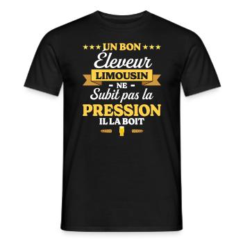 Éleveur Limousin Humour Éleveur - T-shirt homme - noir - Devant - AI Model Male 178 light (178cm)