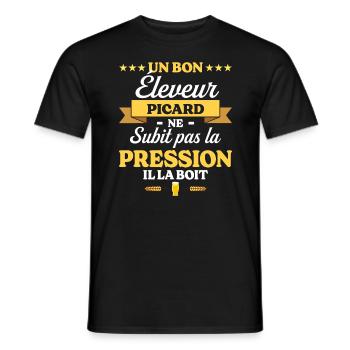 Éleveur Picard Picardie Éleveur - T-shirt homme - noir - Devant - AI Model Male 178 light (178cm)