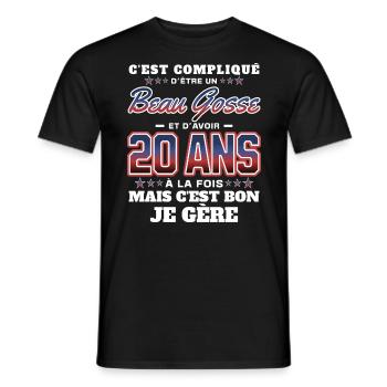 Humour Homme 20 ans Fête Anniversaire - T-shirt homme - noir - Devant - AI Model Male 178 light (178cm)