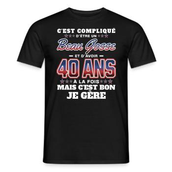 Humour Homme 40 ans Fête Anniversaire - T-shirt homme - noir - Devant - AI Model Male 178 light (178cm)