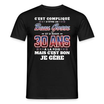 Humour Homme 30 ans Fête Anniversaire - T-shirt homme - noir - Devant - AI Model Male 178 light (178cm)