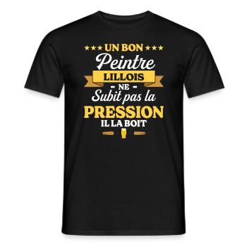 Peintre Lillois Lille Humour Peintre - T-shirt homme - noir - Devant - AI Model Male 178 light (178cm)